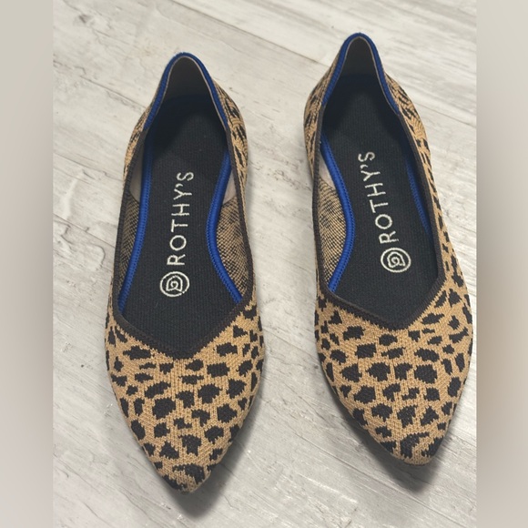 Rothy's The Point Ballet Flat Brown Leopard Print Knit Shoes Women’s Size 6 - Picture 4 of 14